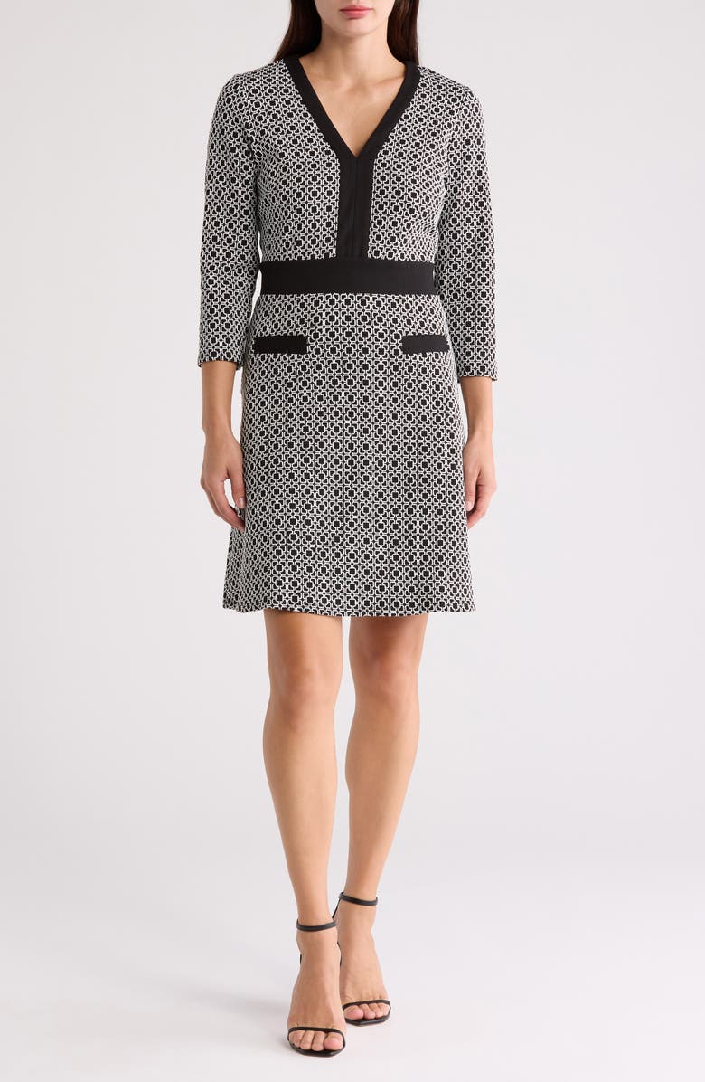 Ellen Tracy Long Sleeve Jacquard Dress, Main, color, 