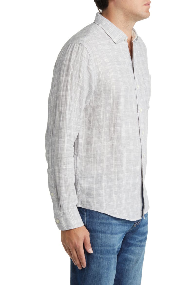 Ventana Plaid Linen Button-Up Shirt, Alternate, color, ULTIMATE GRAY