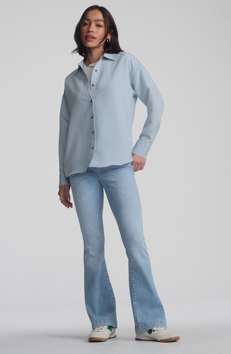 Mavi Jeans Pinstripe Button-Up Shirt, Alternate, color, Air Blue Stripe