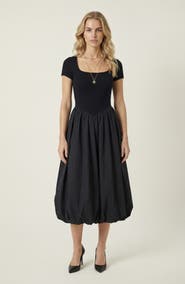 Modenaire Short Sleeve Bubble Hem Midi Dress