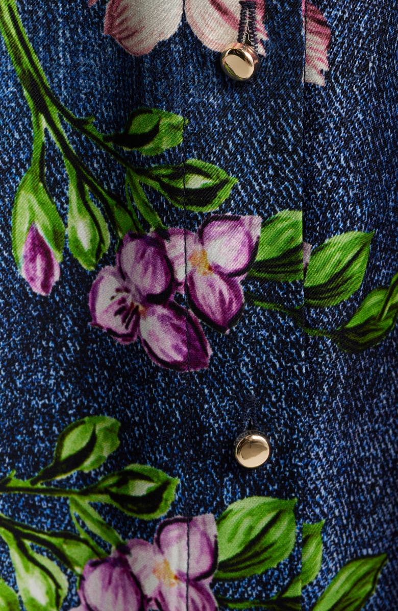 Elie Tahari The Johanna Floral & Denim Print Dress, Alternate, color, Denim Garden Print
