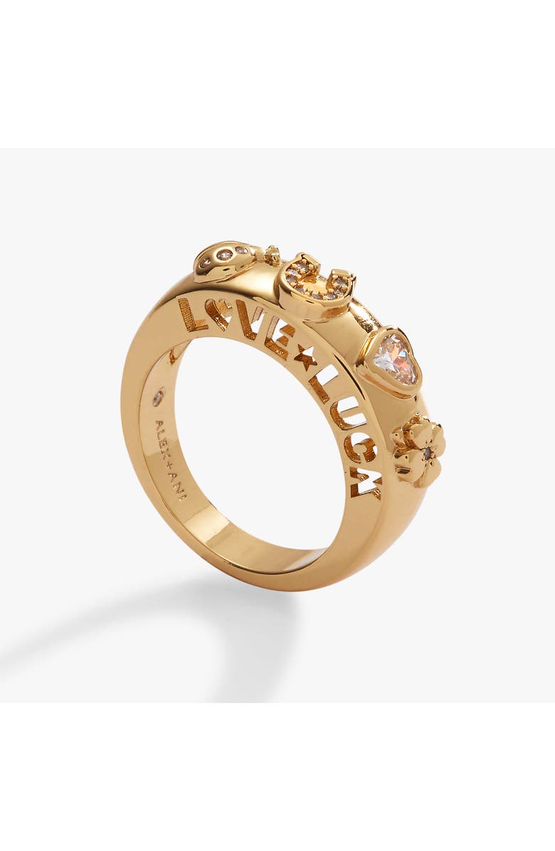 Alex and Ani Love Luck Ring, Main, color, Gold