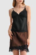 Lush Lace Trim V-Neck Satin Camisole