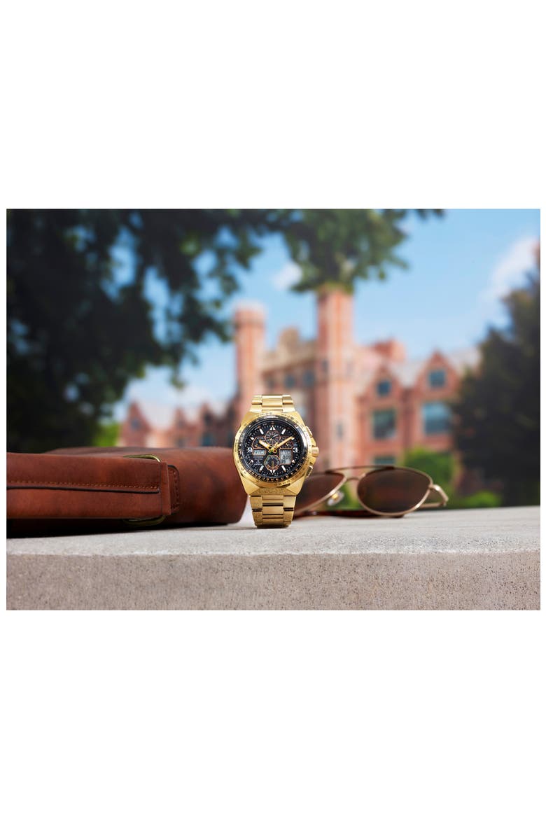 Promaster Skyhawk A-T Solar Bracelet Watch, 46mm, Alternate, color, LIGHT GOLD-TONE
