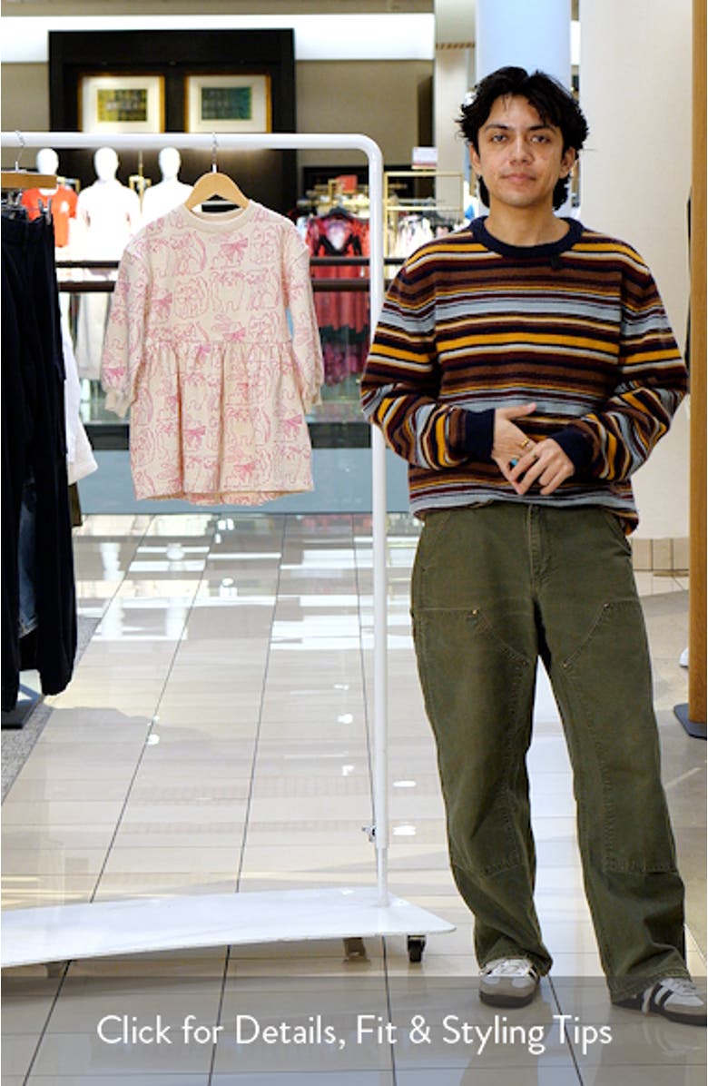 Kids' Pet Print Long Sleeve Cotton Sweatshirt Dress, sales video thumbnail