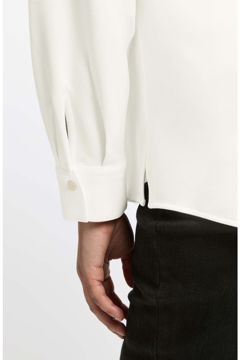Mary Crepe Knit Button-Up Shirt, Alternate, color, ECRU