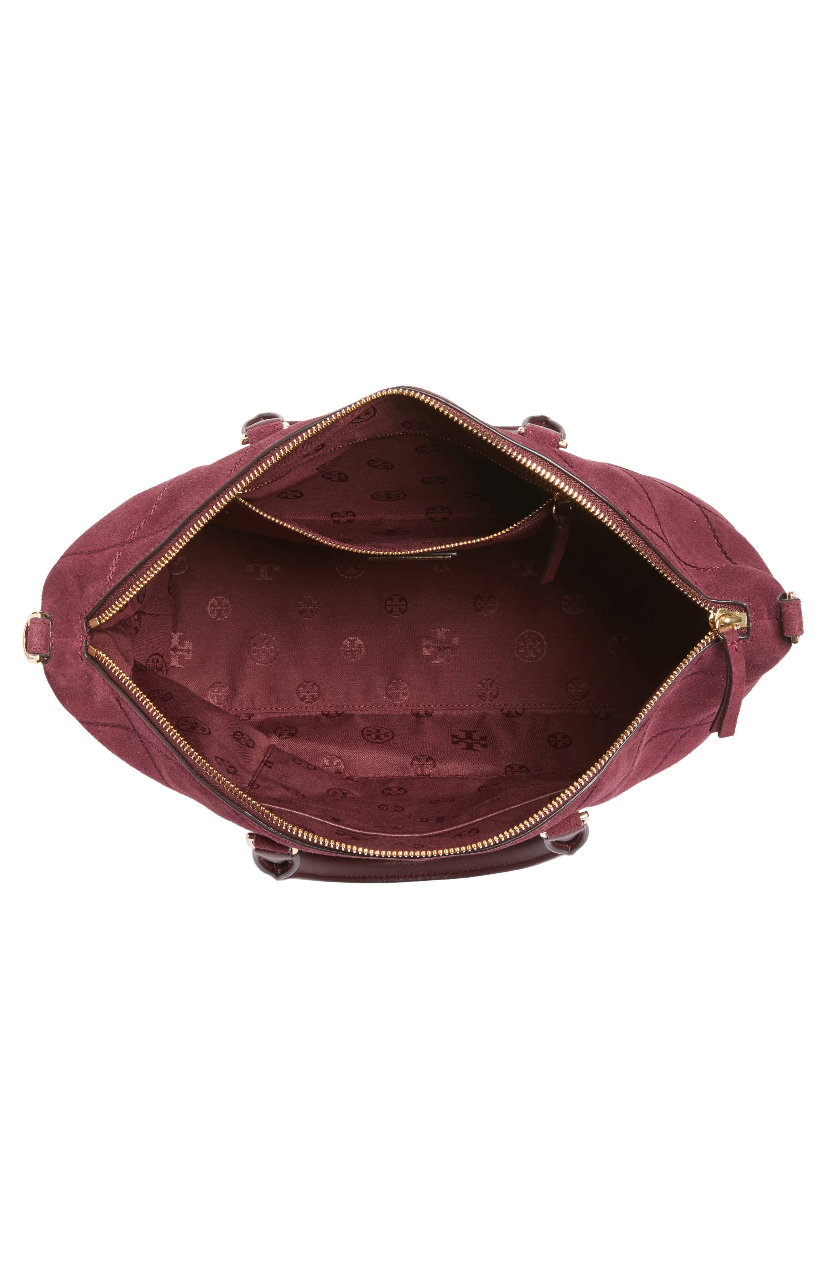 Frida Stitched Suede Satchel (Nordstrom Exclusive), Alternate, color, PORT