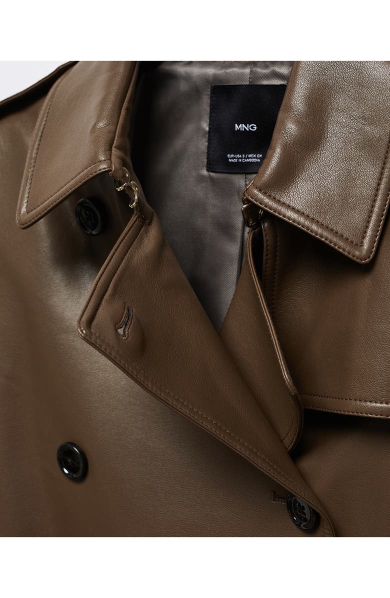 MANGO Faux Leather Trench Coat, Alternate, color, 