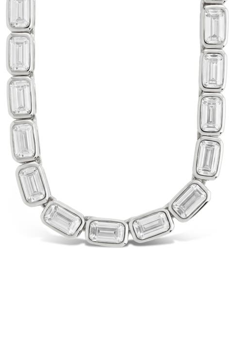 Helene Emerald Cut Cubic Zirconia Tennis Necklace