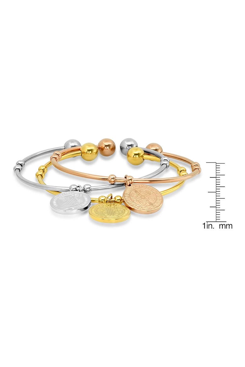 Set of 3 Tri-Tone Charm Cuff Bracelets, Alternate, color, TRI TONE