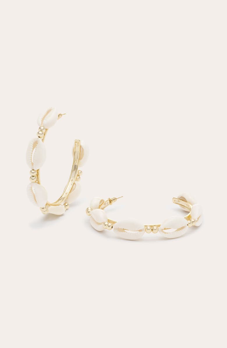 Ramy Brook Casie Shell Hoop Earrings, Alternate, color, Gold