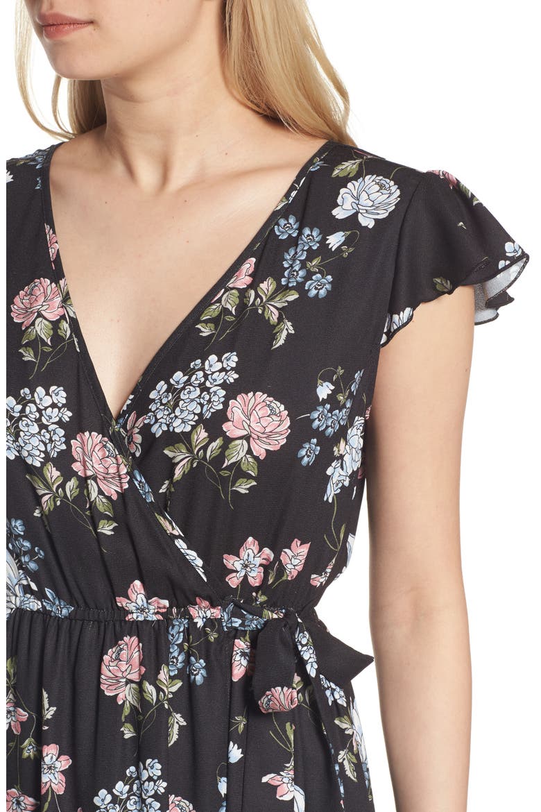Faux Wrap Maxi Dress, Alternate, color, BLACK/BLUE