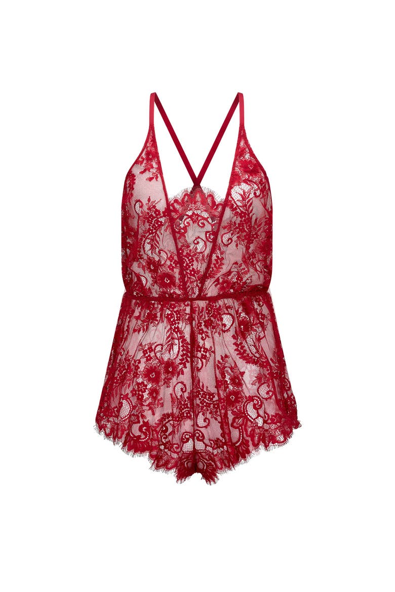 Jasmin Romper Lingerie, Alternate, color, Dark red