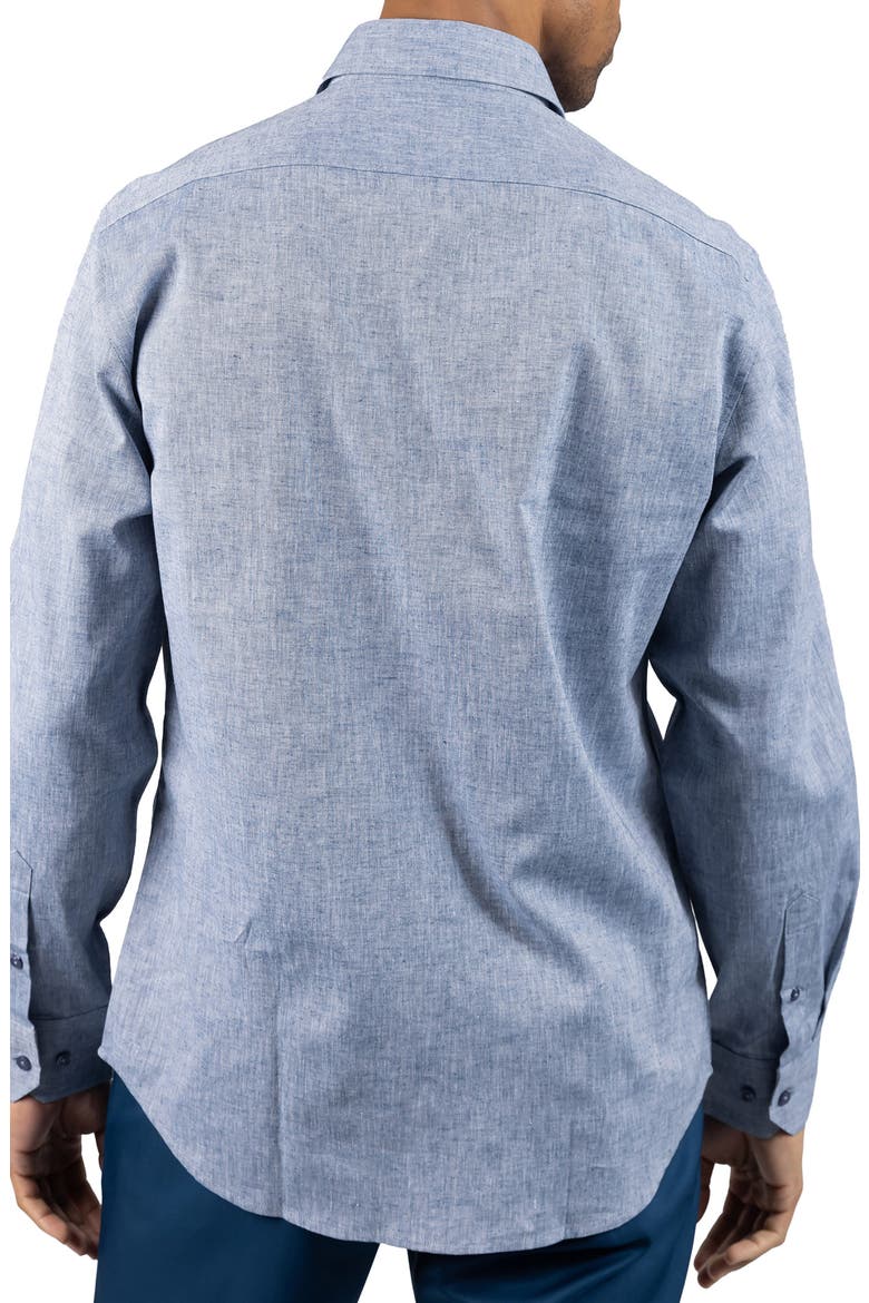 Mélange Linen Blend Button-Up Shirt, Alternate, color, DENIM BLUE