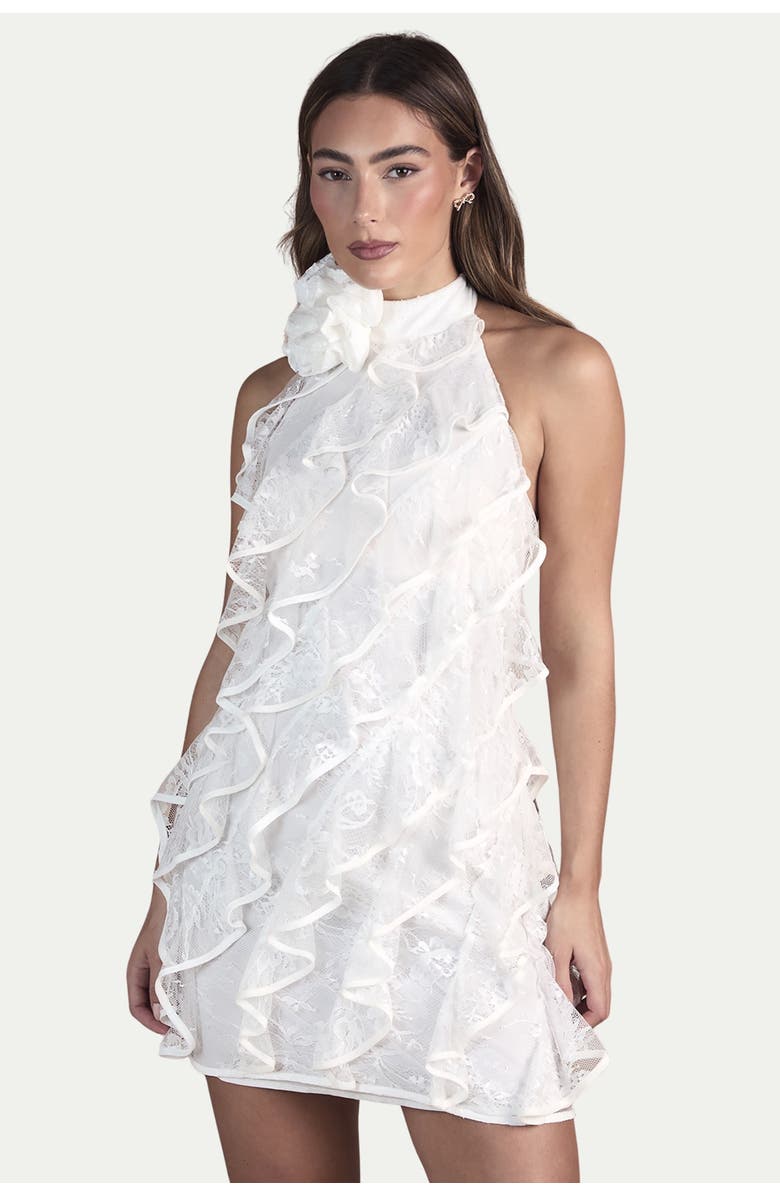Coast Lace Frill Mini Bridal Dress, Main, color, Ivory