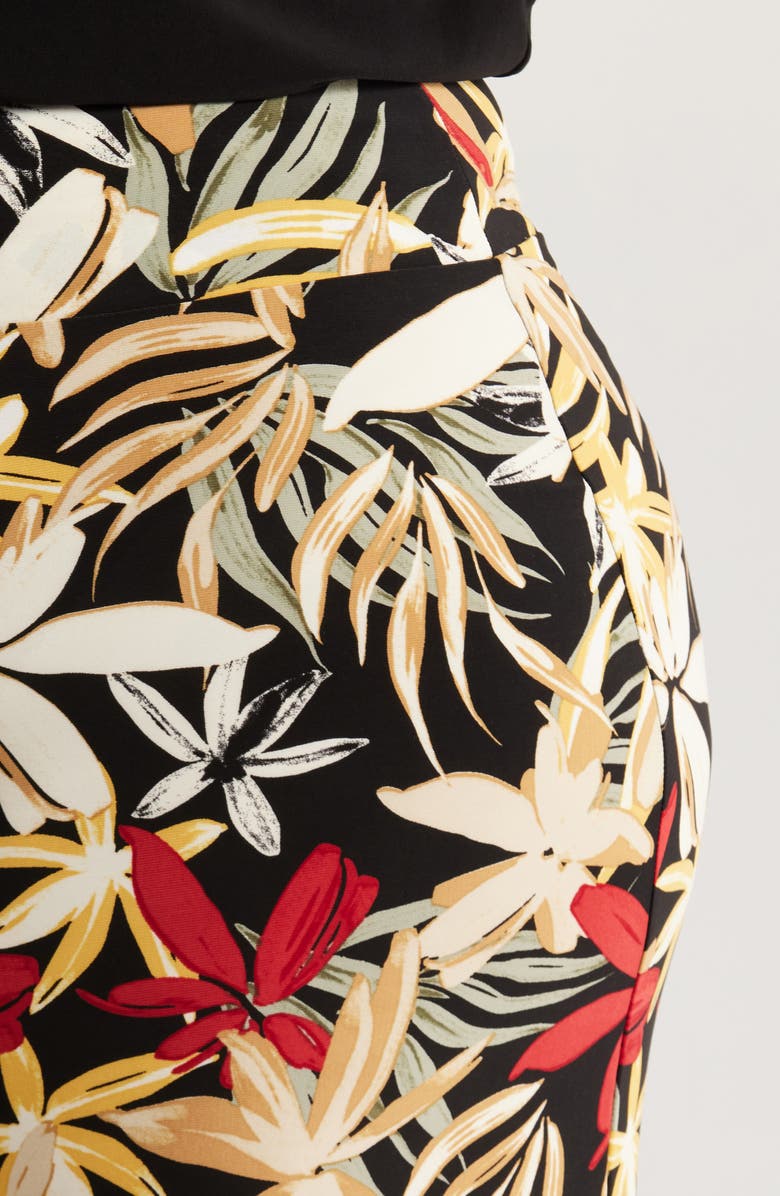 Anne Klein Floral High Waist Pull-On Wide Leg Pants, Alternate, color, 