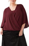 Karen Kane Draped Crossover Flutter Sleeve Top