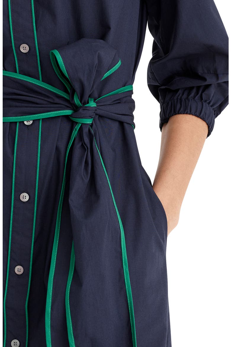 Tipped Cotton Poplin Dress, Alternate, color, NAVY
