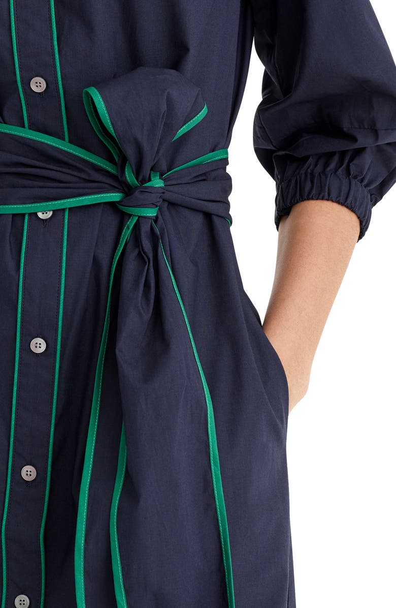 J.Crew Tipped Cotton Poplin Dress, Alternate, color, 