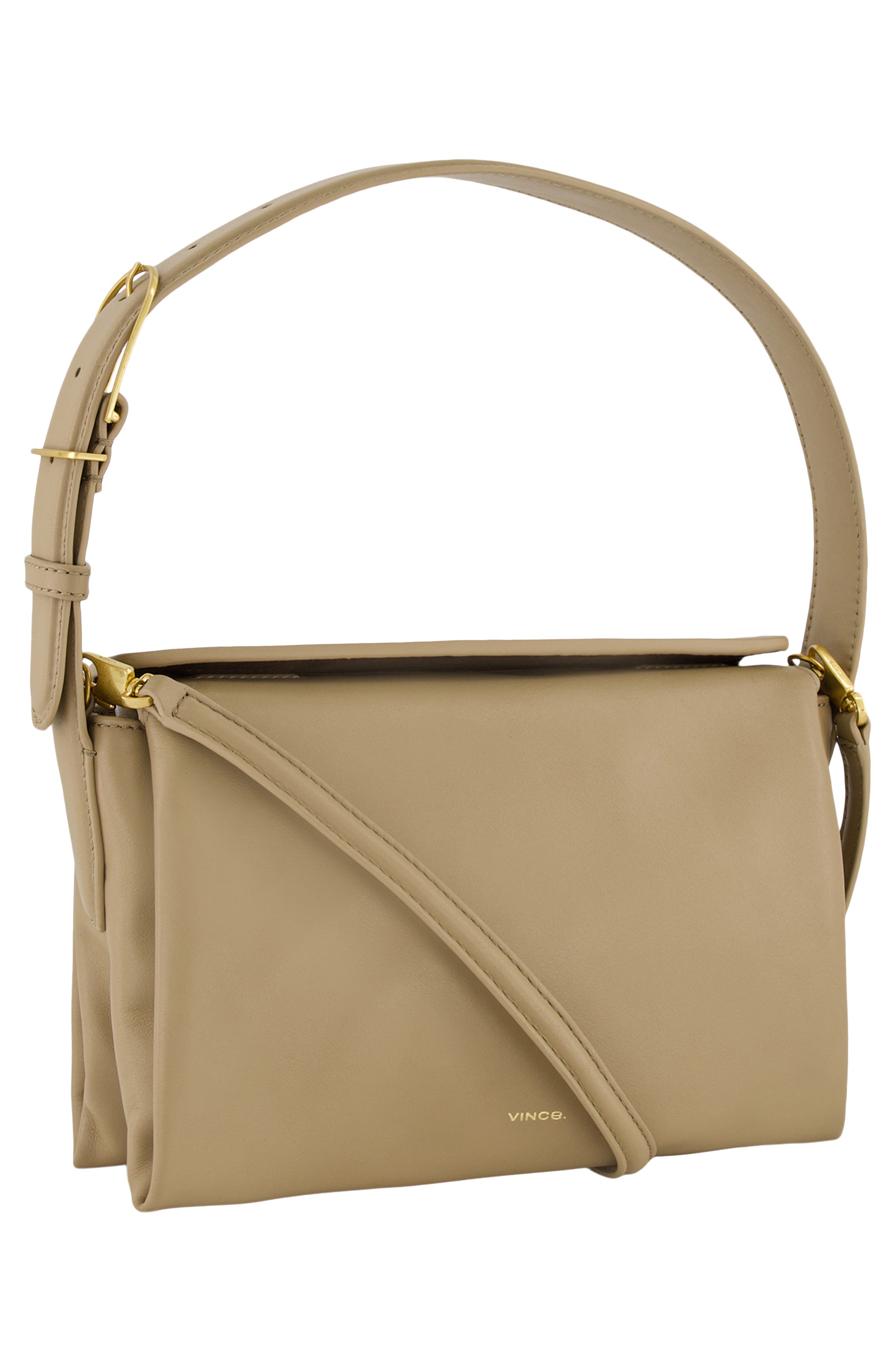 Vince Sidney Boxy Nappa Leather Shoulder Bag, Alternate, color, Sandtrail