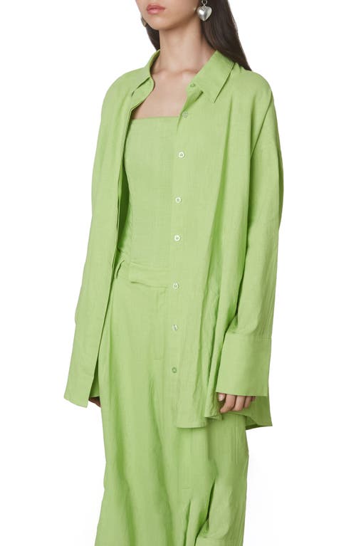 Nia Tony Oversize Long Sleeve Button-up Shirt In Green