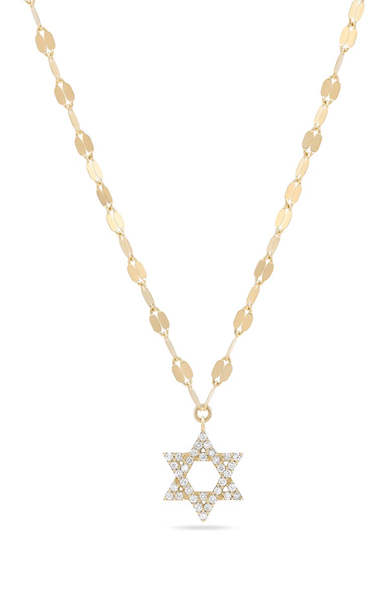 LANA 14K Gold Mini Diamond Star of David Pendant Necklace, Main, color, 14K Yellow Gold