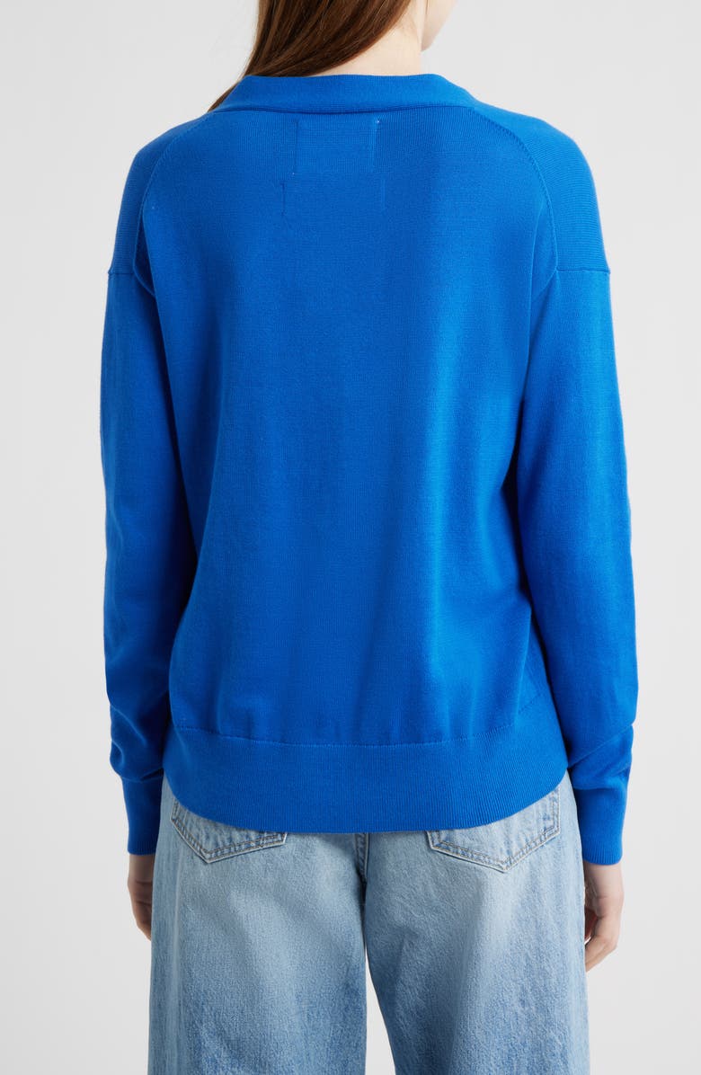 CISSA Button-Up Cotton Wrap Cardigan, Alternate, color, Primary Blue