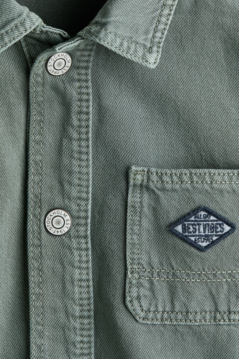 Oversized Cotton Overshirt, Alternate, color, Dusty green/Best Vibes
