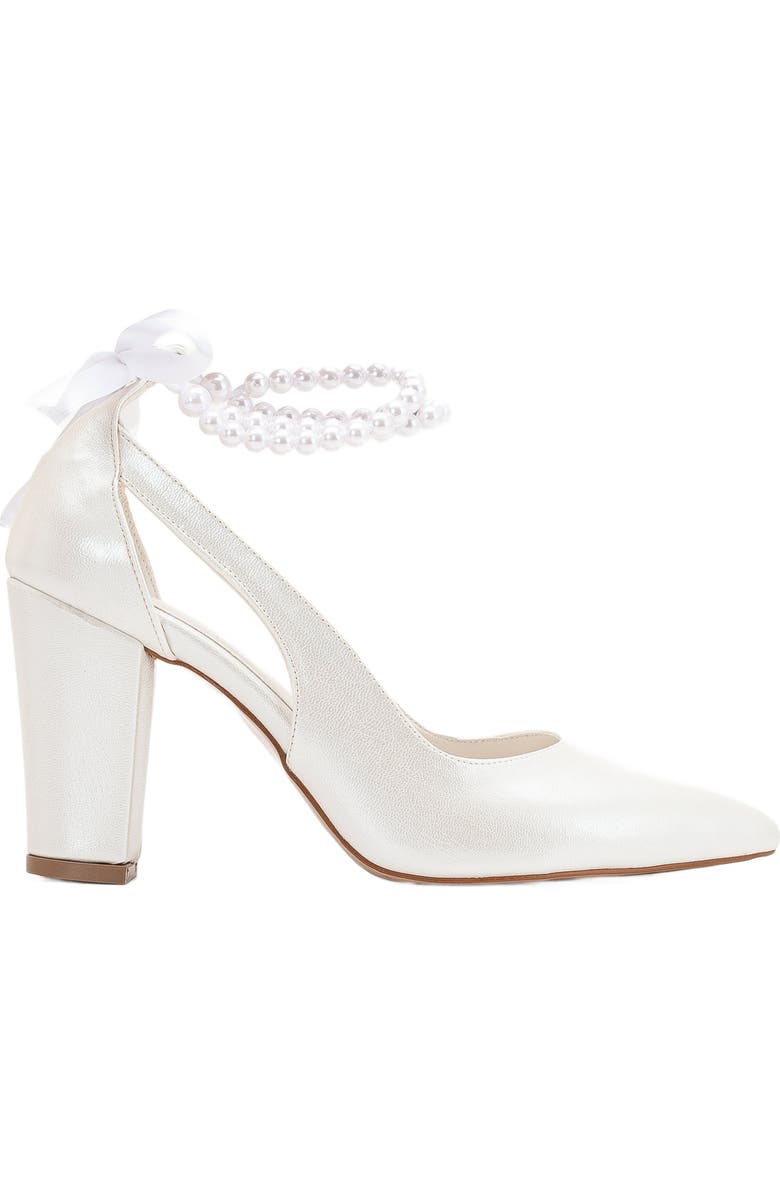 Forever & Always Shoes Camila Pointed Toe High Block Heels with Pearls, Main, color,