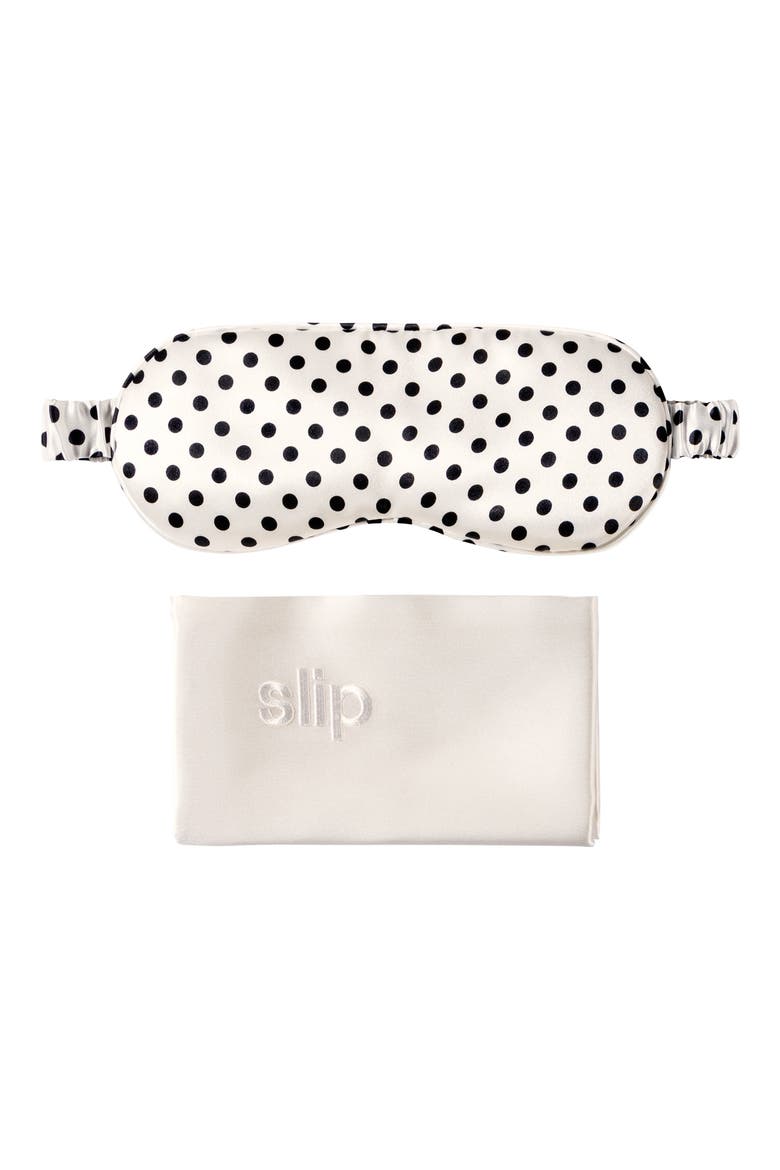 White & Polka Dot Pillowcase & Sleep Mask Set, Main, color, NO COLOR