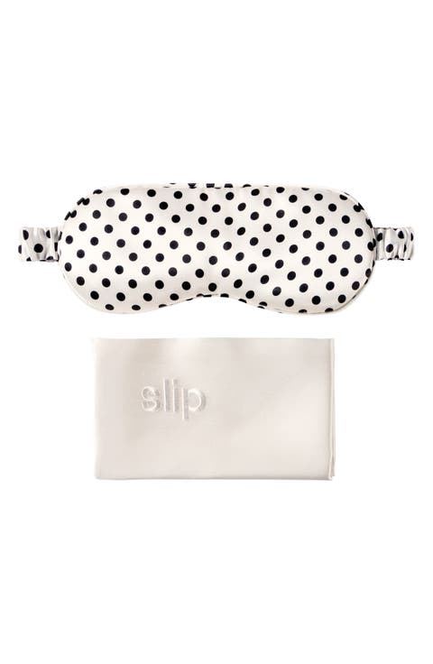White & Polka Dot Pillowcase & Sleep Mask Set (USD $139 Value)