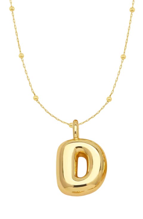 14K Gold Plated Bubble Initial Pendant Necklace