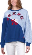 G-III 4HER BY CARL BANKS Women's G-III 4Her by Carl Banks Royal Philadelphia 76ers Benches Split Pullover Sweatshirt