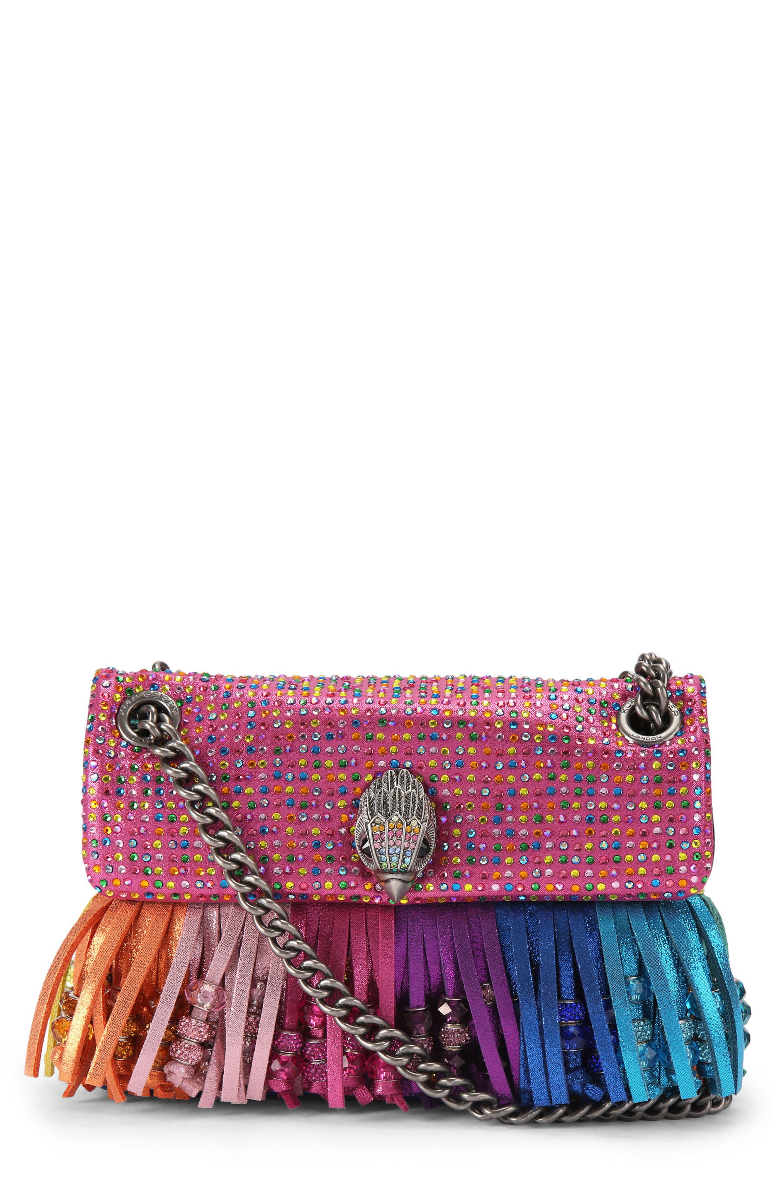 Kurt Geiger London Mini Kensington Fringe Shoulder Bag, Main, color, Open Miscellaneous