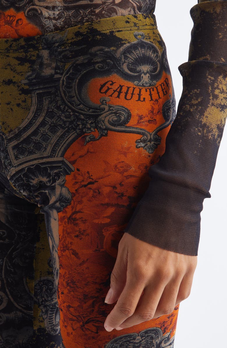 Jean Paul Gaultier Medallion Print Mesh Trousers, Alternate, color, 
