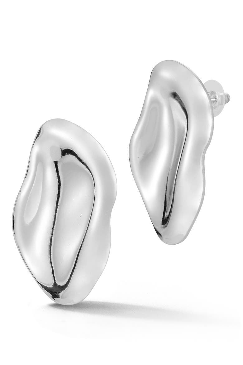 Molten Drop Earrings, Main, color, SILVER