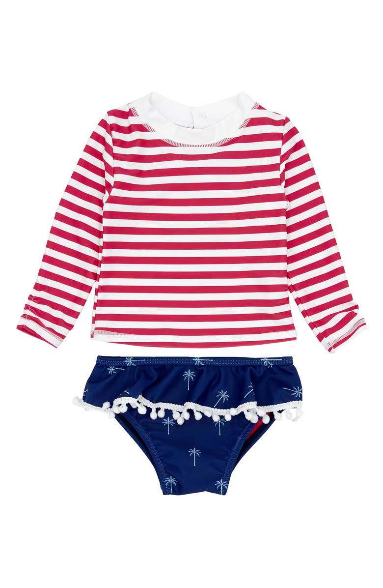 Feather 4 Arrow Sandy Toes Two-Piece Rashguard Swimsuit, Main, color, 