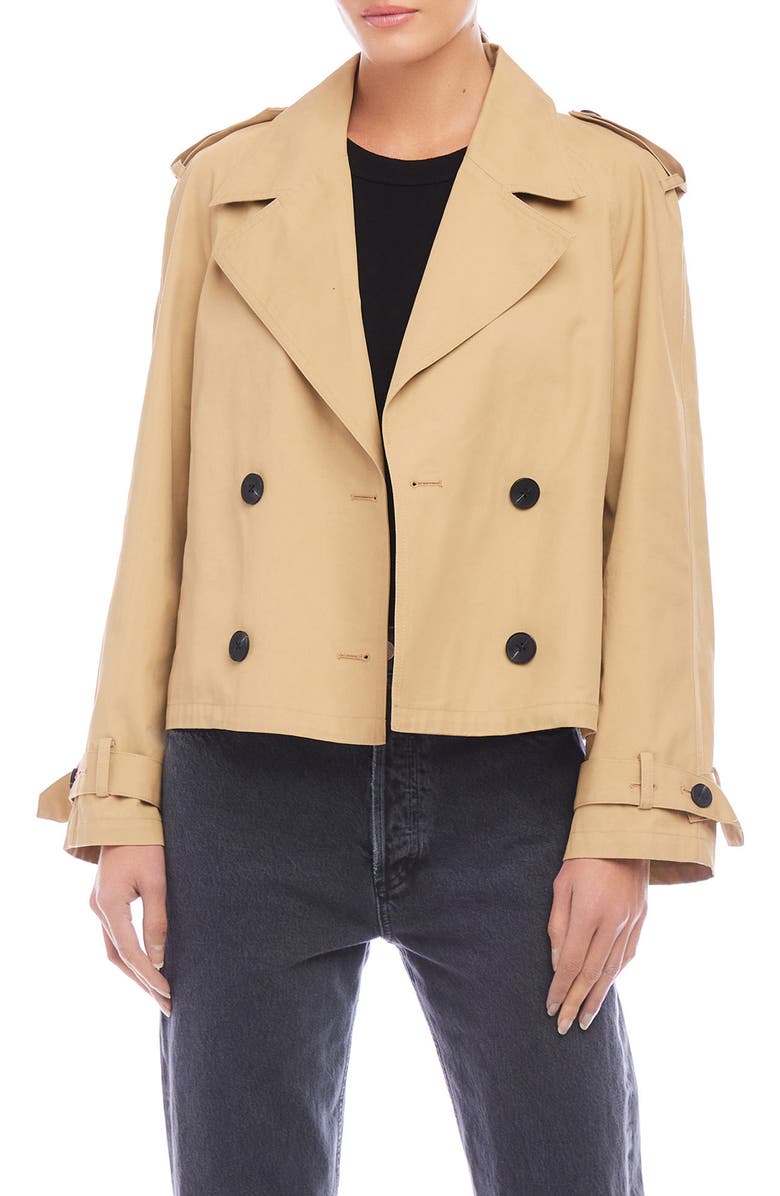FIFTEEN TWENTY Chelsea Double Breasted Crop Trench Coat, Main, color, 