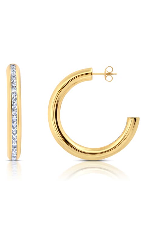 Princess Cut Cubic Zirconia Hoop Earrings