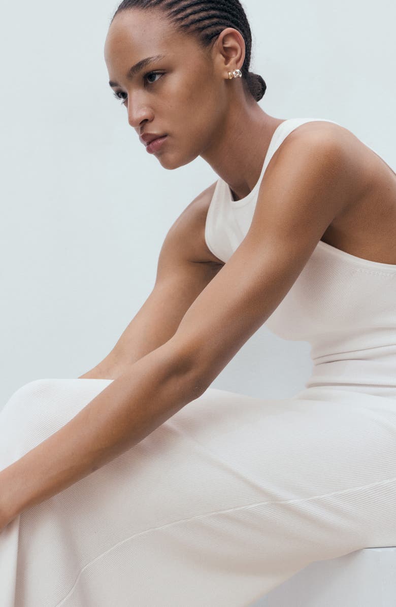 MANGO Knit Body-Con Maxi Dress, Alternate, color, White