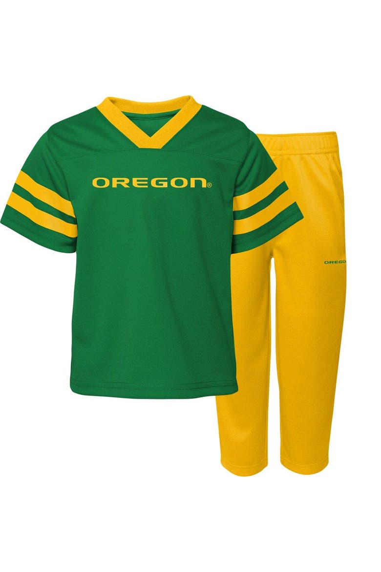 Preschool Green/Yellow Oregon Ducks Red Zone Jersey & Pants Set, Main, color, Green
