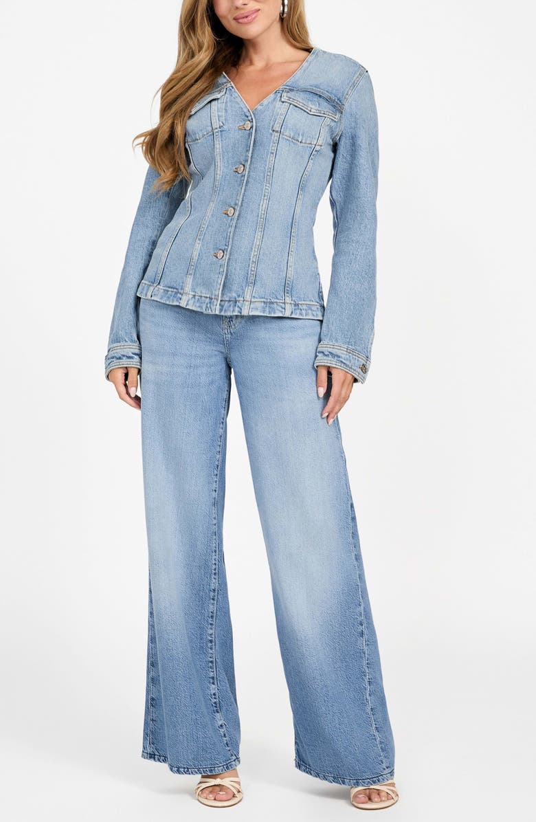 GUESS Camille Denim Blazer, Alternate, color, Blue