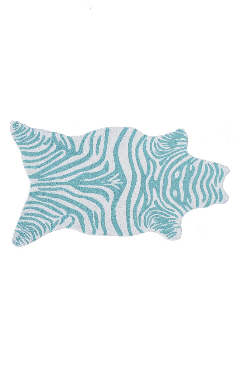 R16 HOME Mini Zebra Teal Indoor Rug, Main, color,