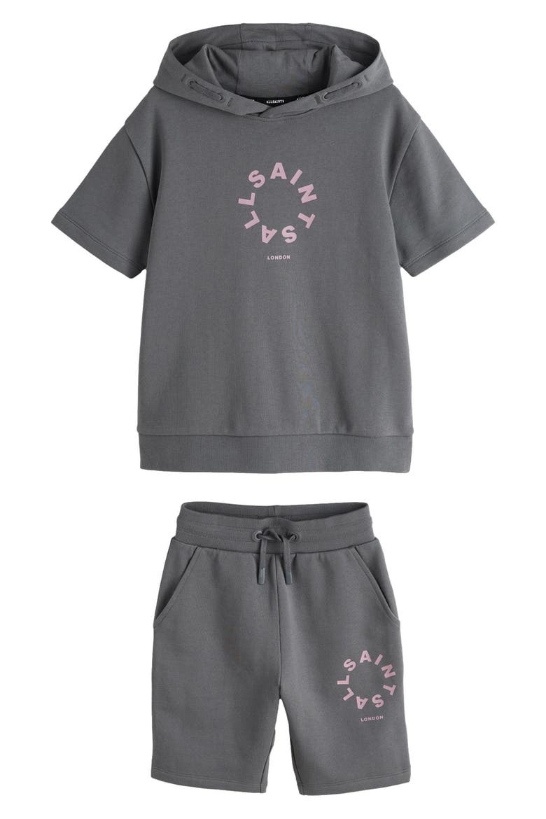 Kids' Tierra Short Sleeve Hoodie and Shorts Set, Main, color, GREY