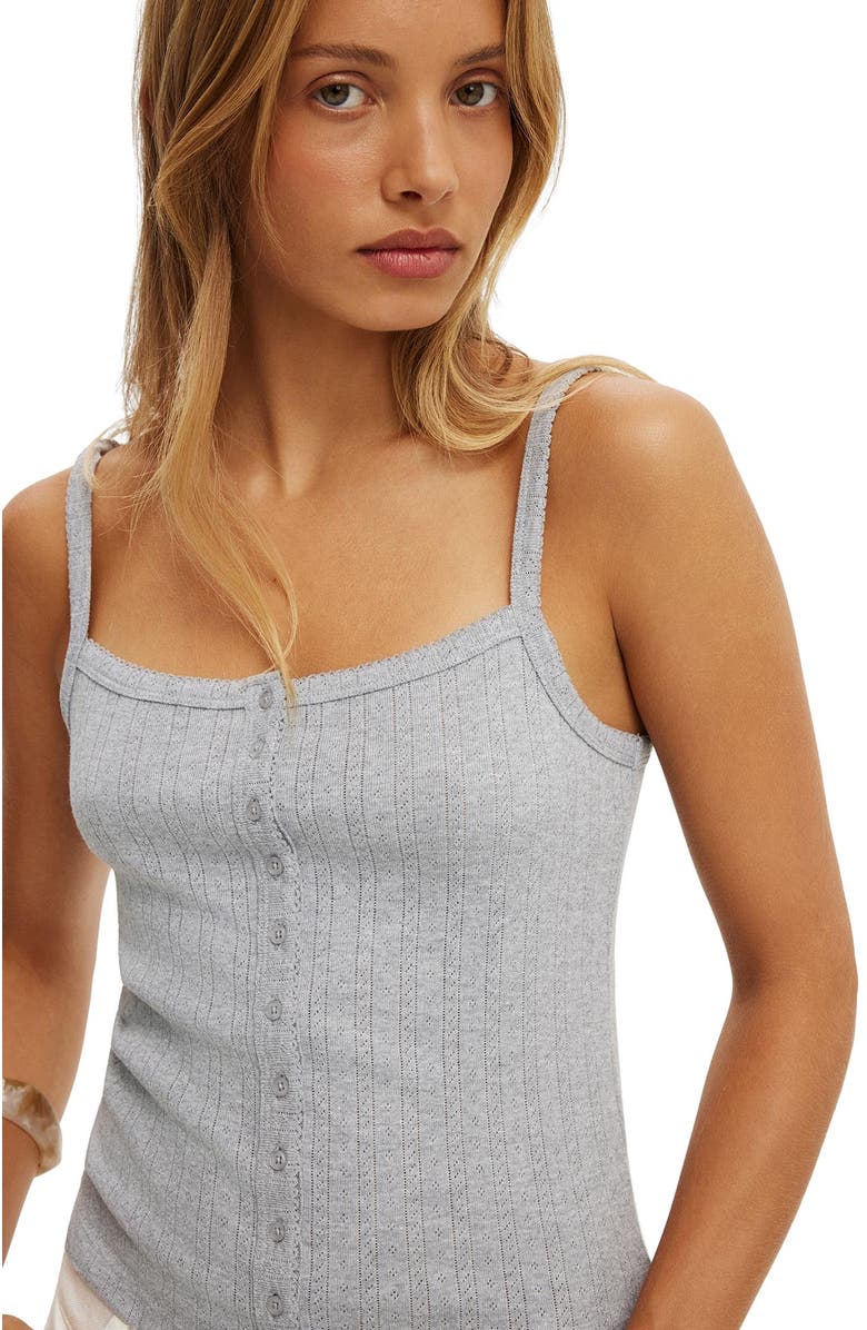 Cotton On Women's Henley Tank, Alternate, color, Grey Marle