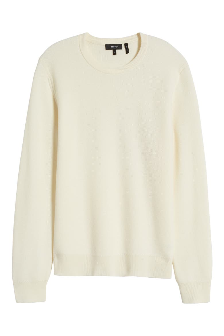 Honeycomb Merino Wool Crewneck Sweater, Alternate, color, WINTER WHITE - C01