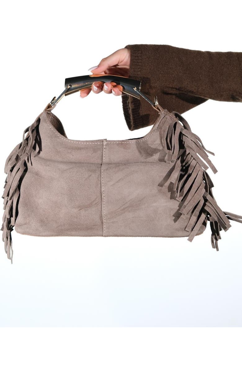 Forever & Always Shoes Astren Leather Shoulder Bag, Main, color, Taupe Suede Leather