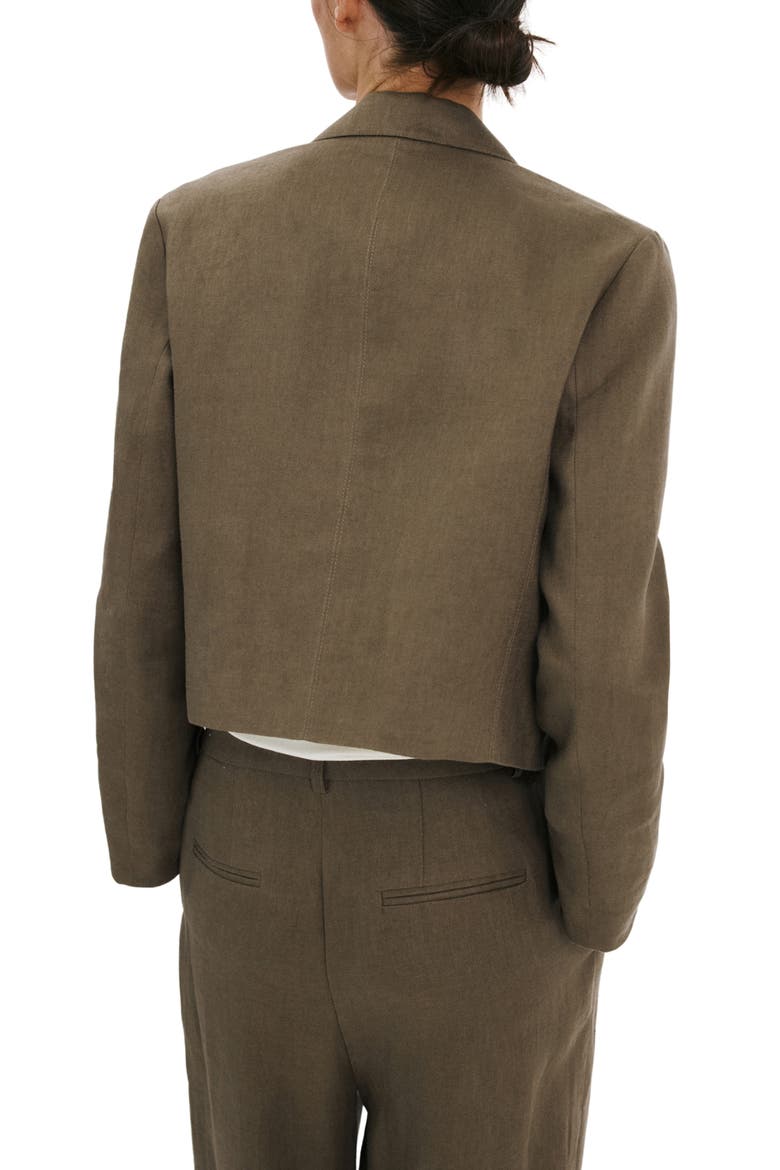 Double Breasted Linen Jacket, Alternate, color, KHAKI GREEN