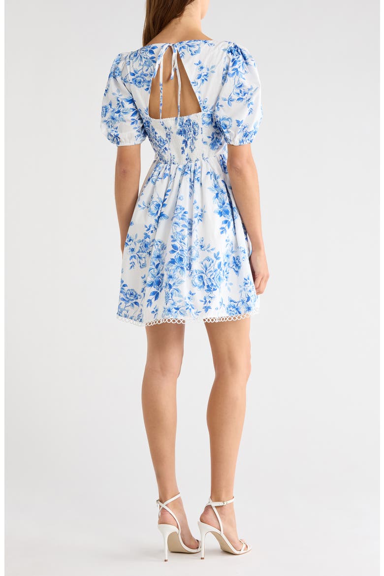 Juba Floral Print Puff Sleeve Dress, Alternate, color, WHITE-BLUES