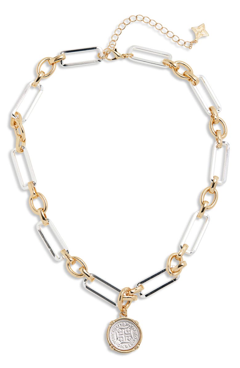 Panacea Two Tone Pendant Necklace, Main, color, 